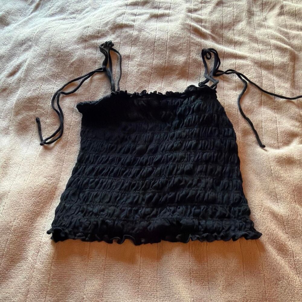 Aerie 100% Cotton Ruched Spaghetti Strap Top Size L